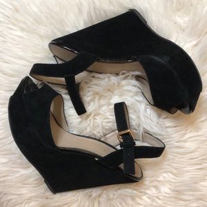 Black Suede Wedge Sandals